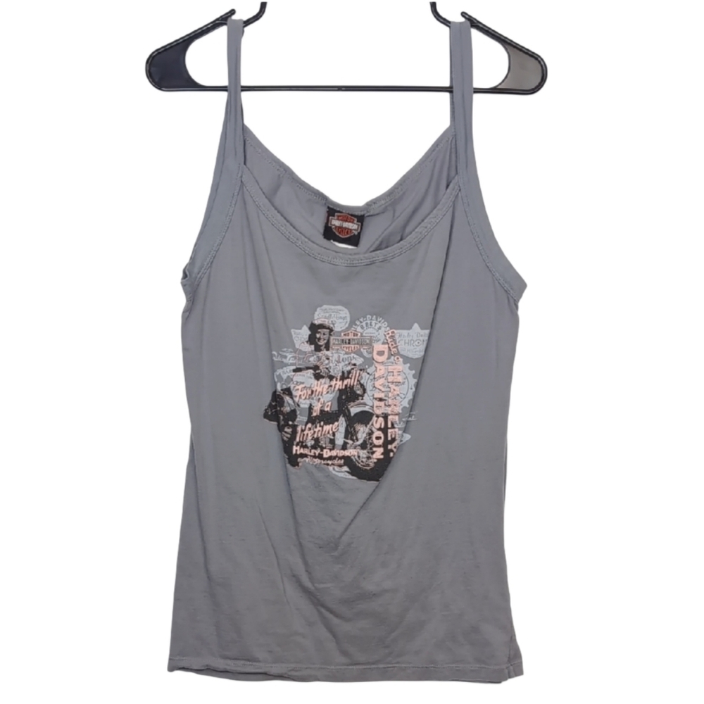 Harley Davidson Women's XXL Slim Fit Grey Graphic Cotton Tank Top 100% Cotton